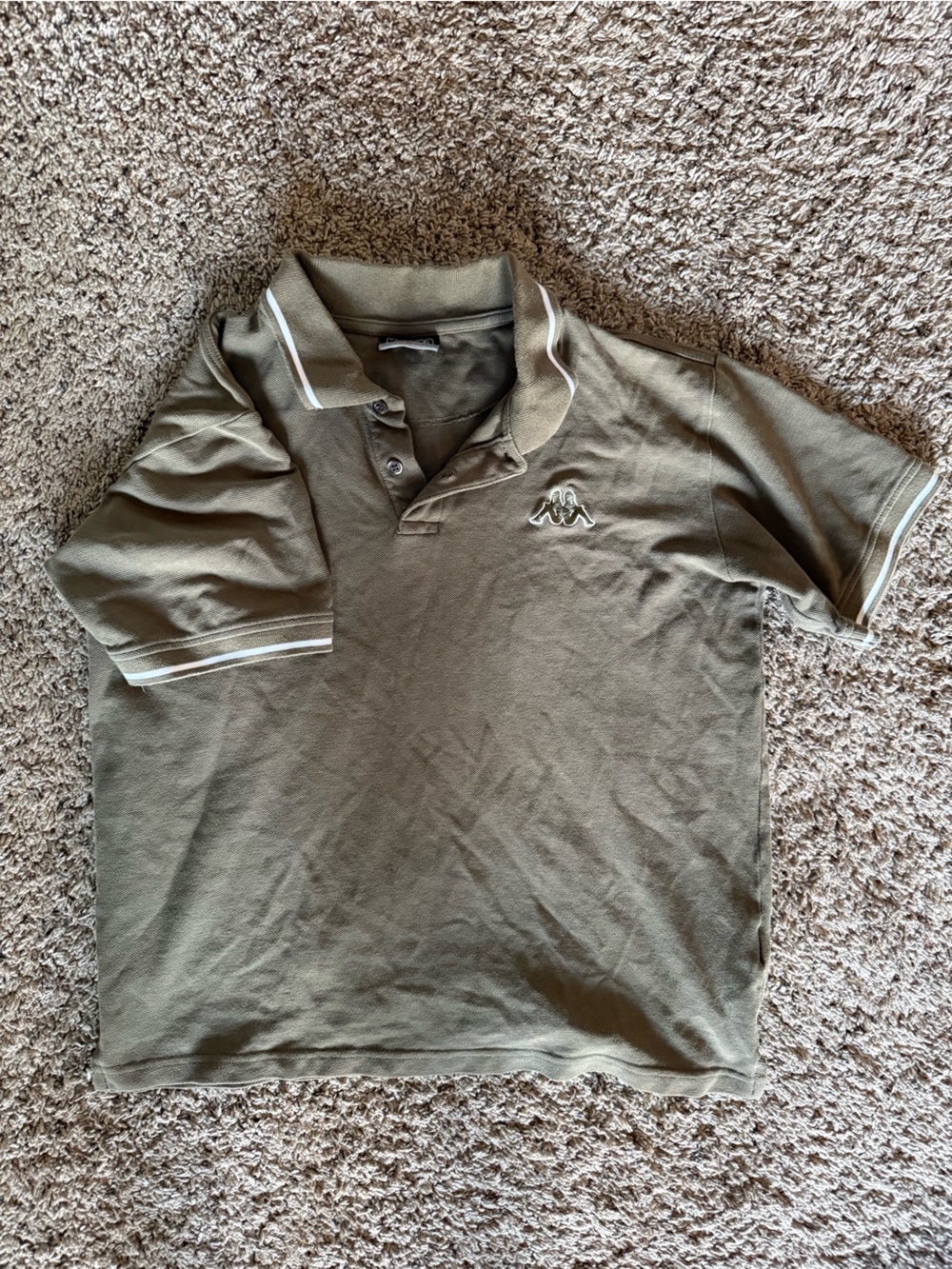 Olive Green Kappa Polo Shirt with White Trim
